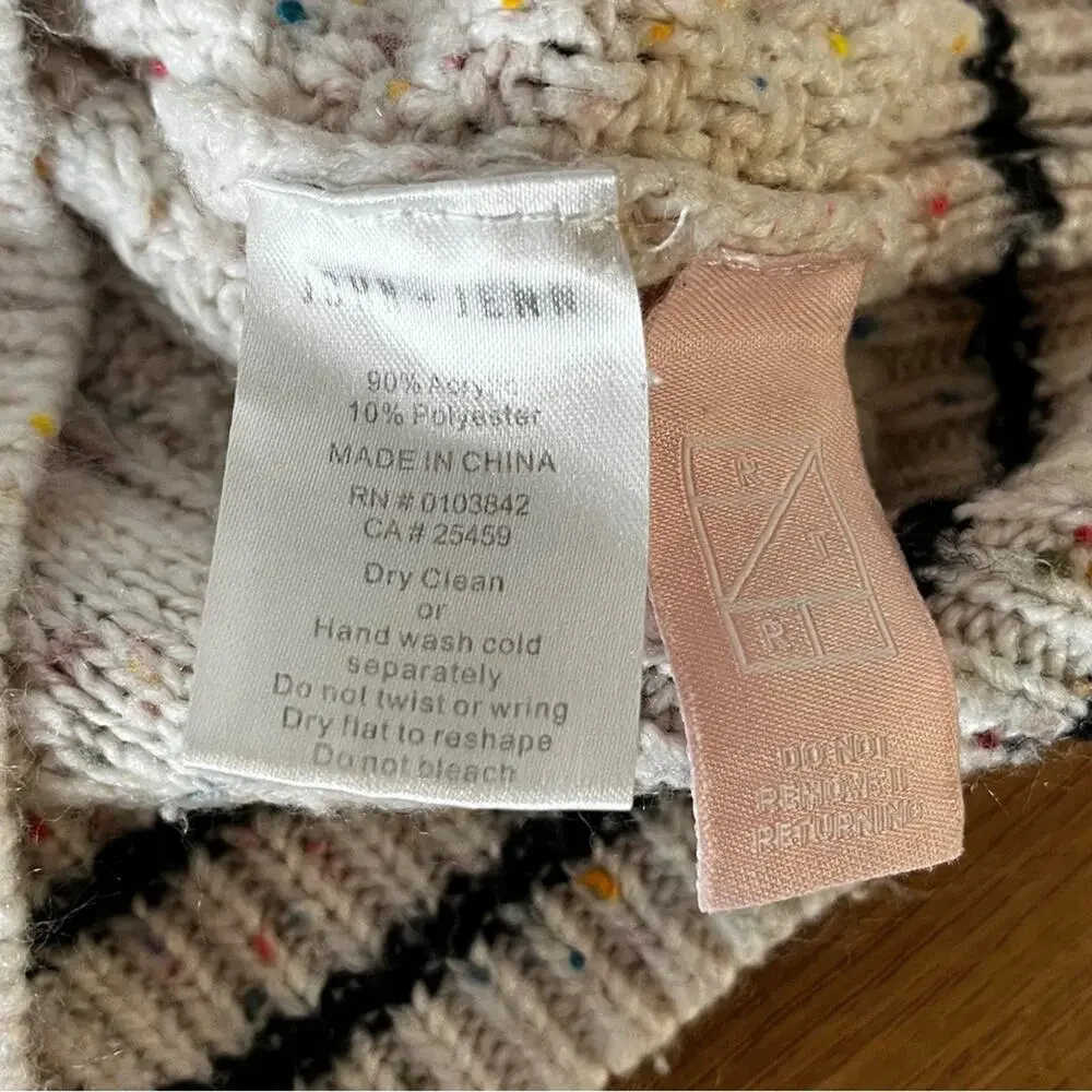 John + Jenn Speckled Cable Knit Sweater Cream - Size L